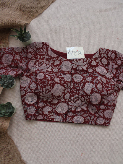 Maroon Block-print Blouse