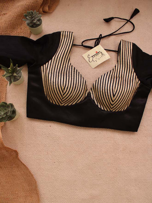 Black Striped Silk Blouse