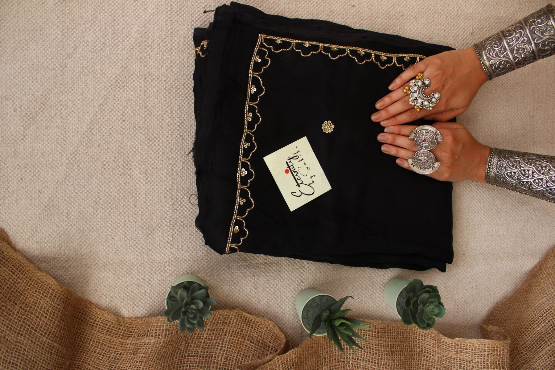 Black Modal Silk Saree - Eternity by Sakshi