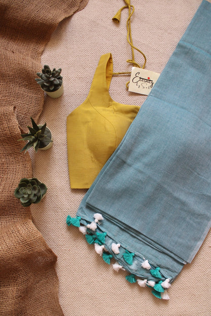 SAUNDARYA BREEZY SAREE + Yellow Noorie Blouse Combo - Eternity by Sakshi