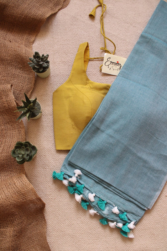 SAUNDARYA BREEZY SAREE + Yellow Noorie Blouse Combo - Eternity by Sakshi