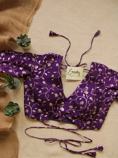 Purple + Yellow (Brocade) (Combo Blouse) - Eternity by Sakshi