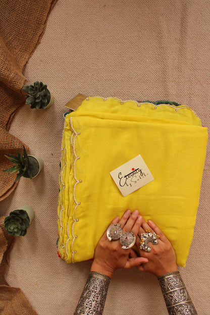 Yellow Pearl Saree