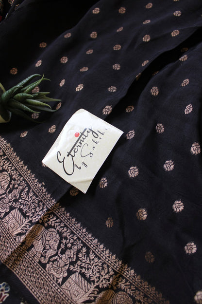 Exclsuive Black Dola Silk Saree - Eternity by Sakshi
