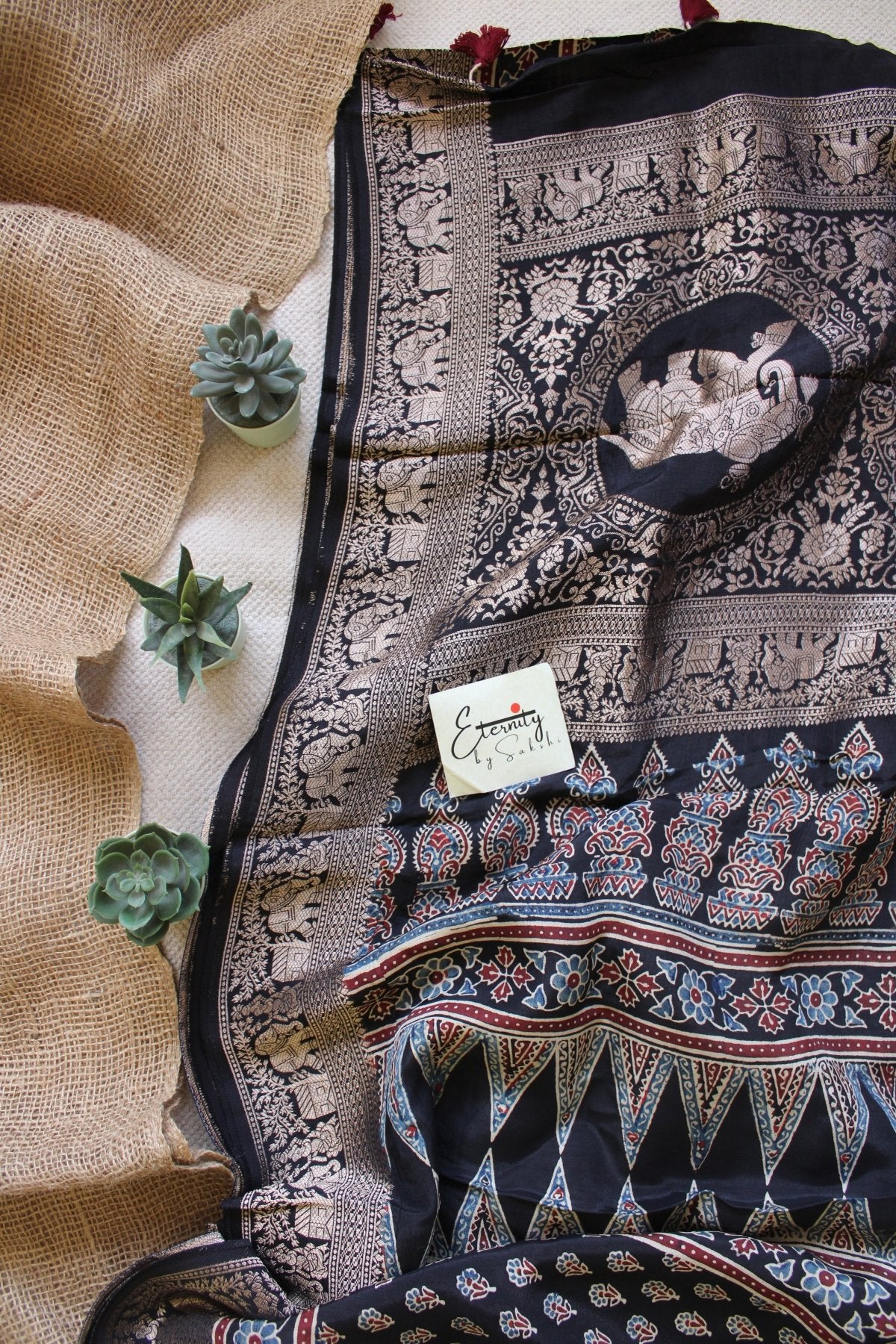 Exclsuive Black Dola Silk Saree - Eternity by Sakshi