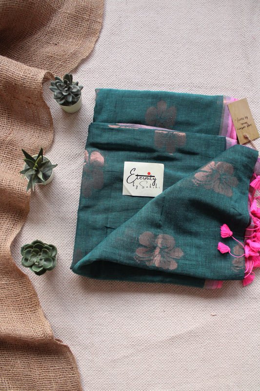 Ocean Blossom Cotton Saree