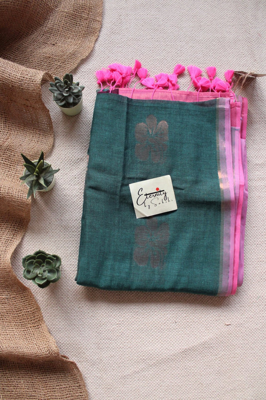 Ocean Blossom Cotton Saree - Eternity by Sakshi