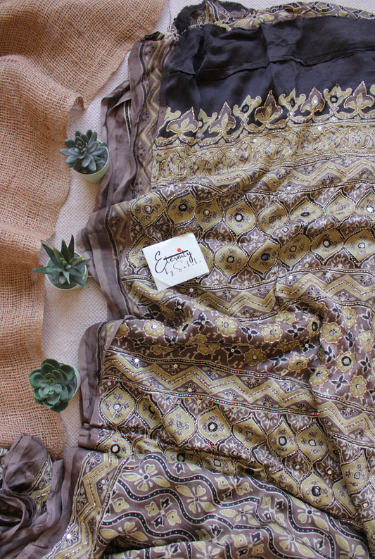 Dua Ajrakh Modal Silk Saree