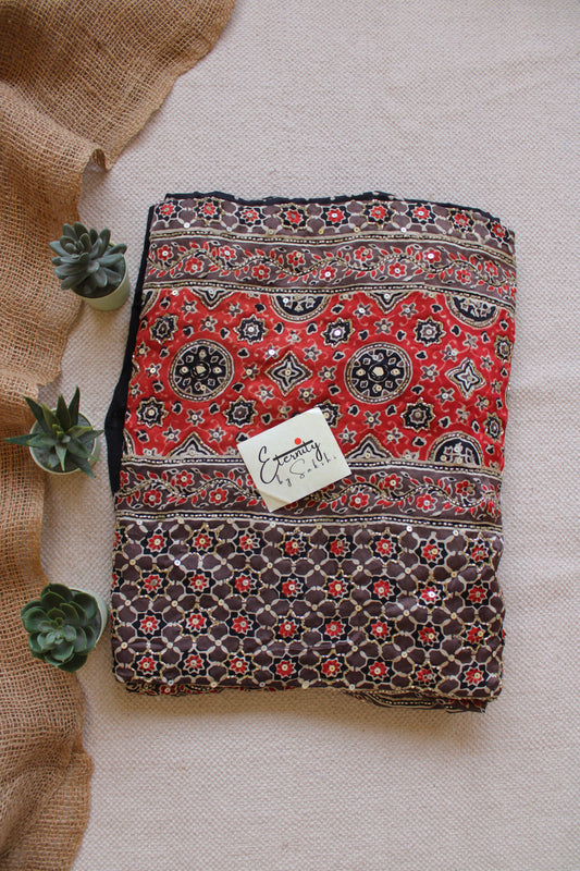 Vintage Ajrakh Modal Silk Saree