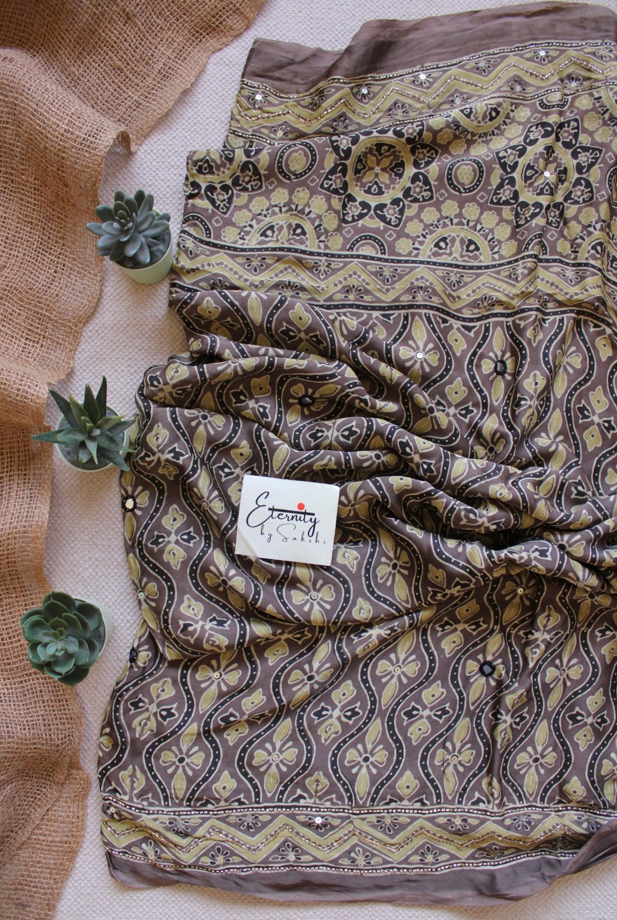 Dua Ajrakh Modal Silk Saree - Eternity by Sakshi