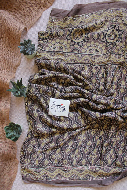 Dua Ajrakh Modal Silk Saree - Eternity by Sakshi