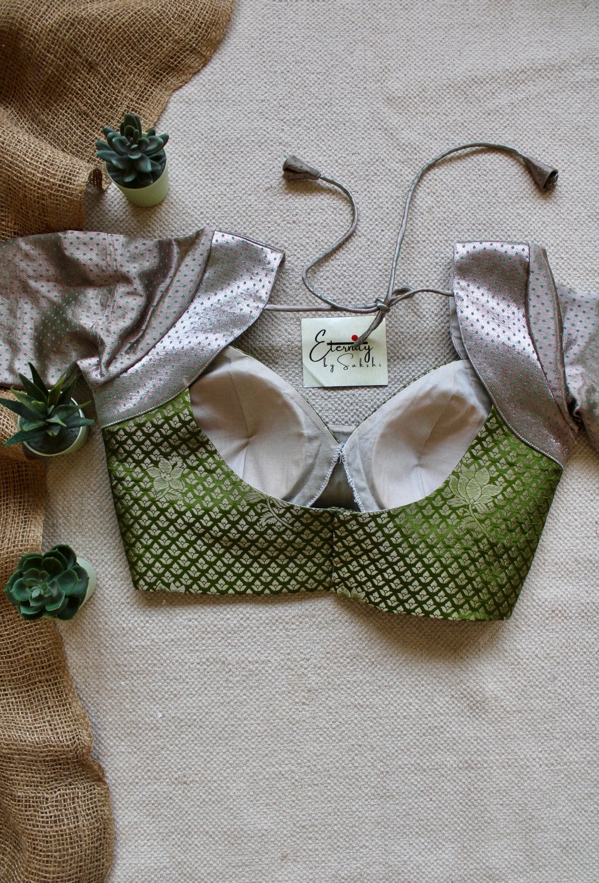 Grey - Silk Patch Blouse - Eternity by Sakshi