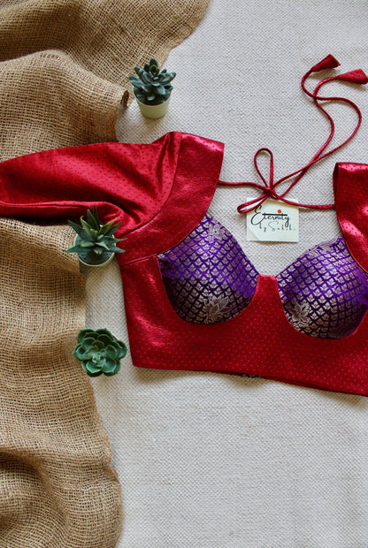 Red Silk Patch Blouse - Eternity by Sakshi