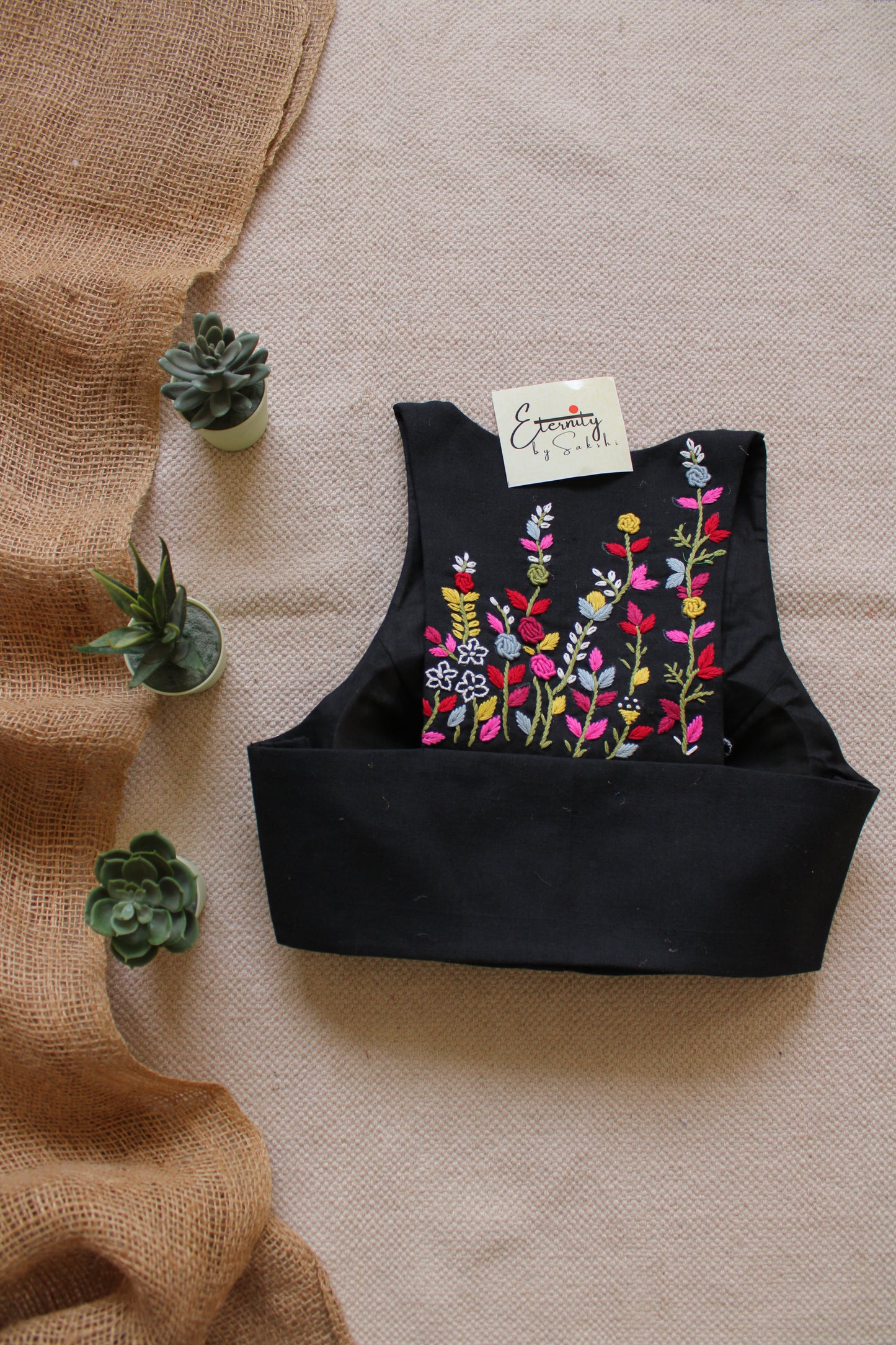 Gulmohar Black Blouse