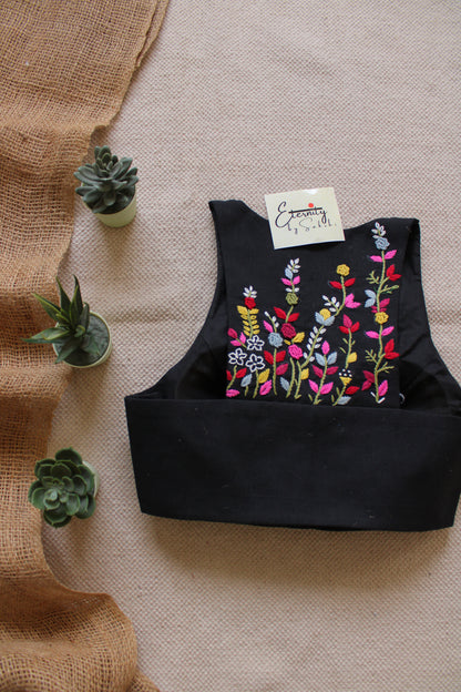 Gulmohar Black Blouse