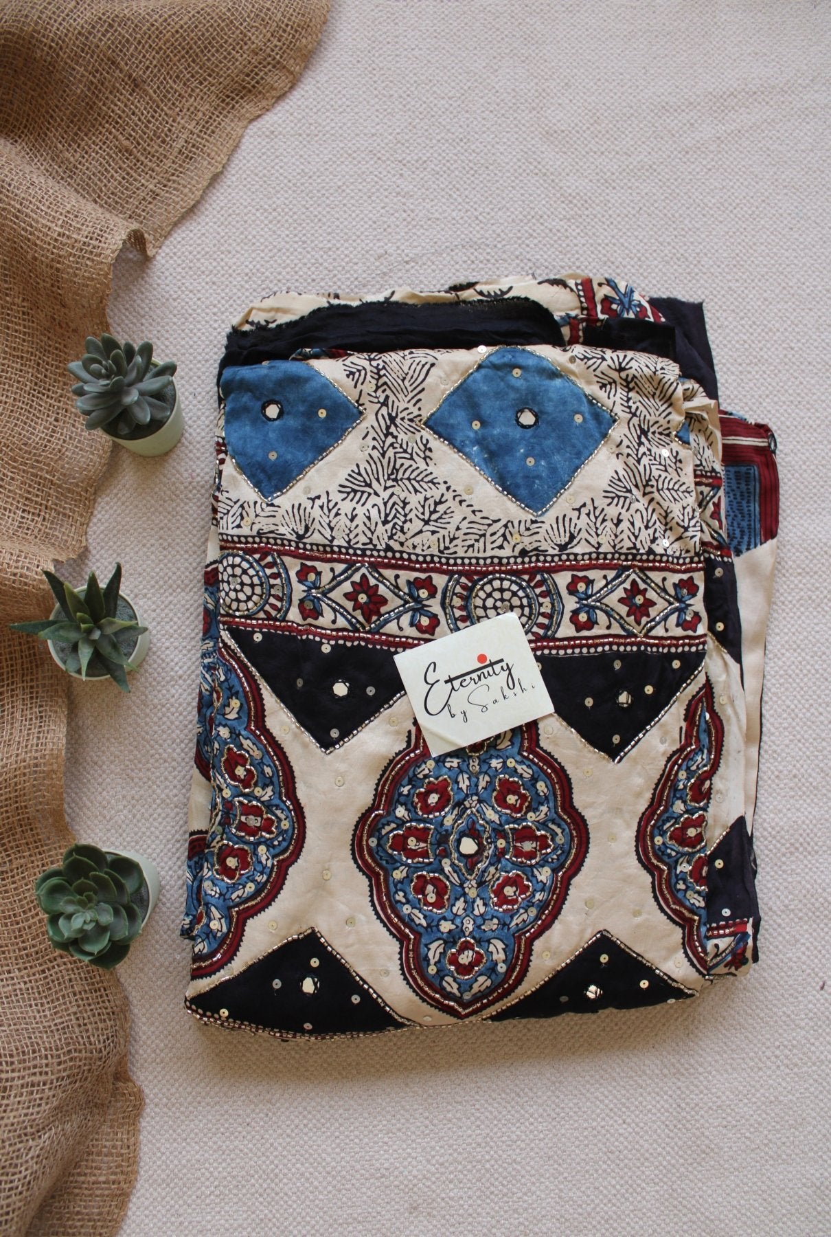 Azure Ajrakh Modal Silk Saree - Eternity by Sakshi