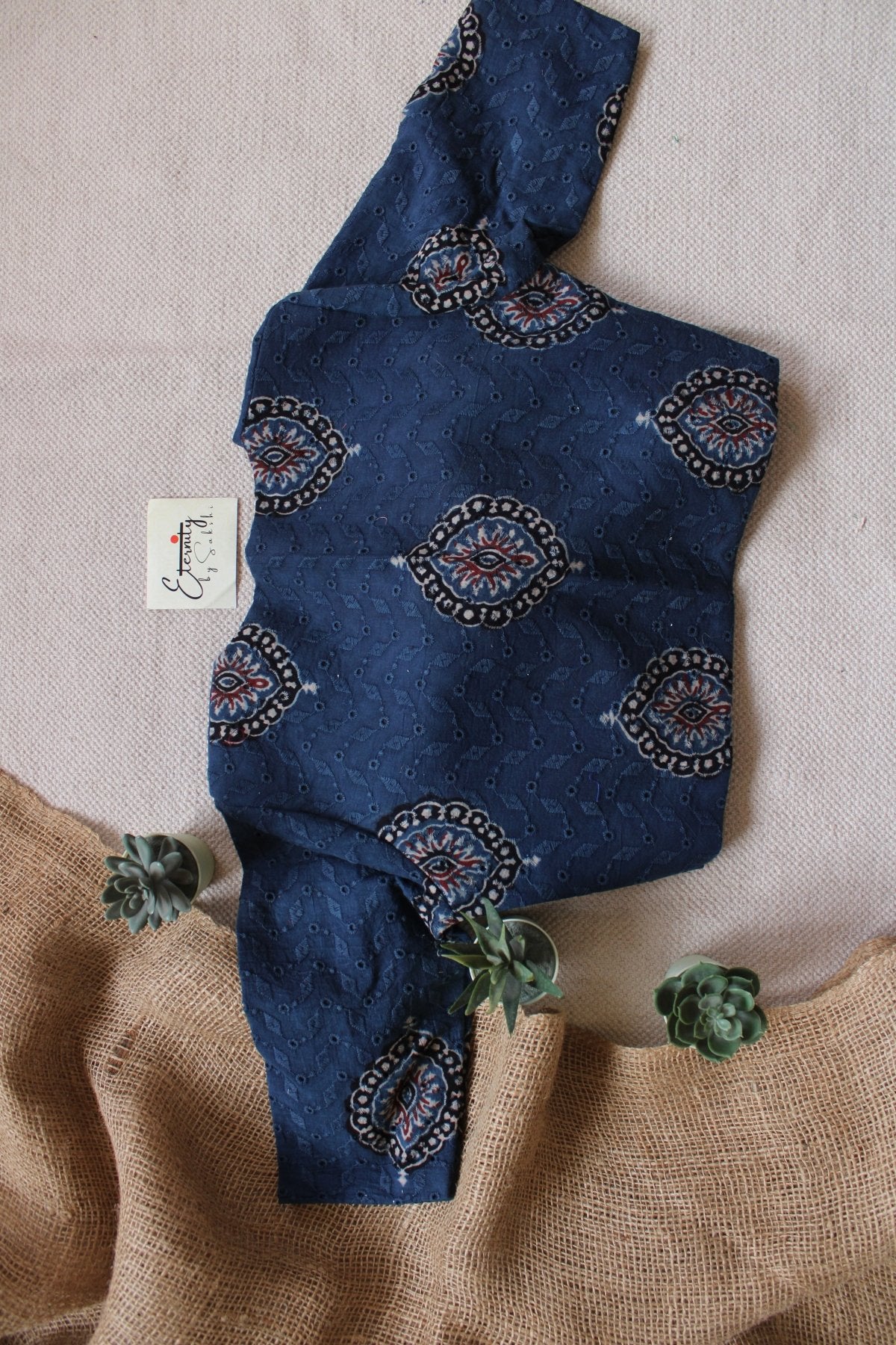 Ajrakh Hakoba – Blue Grace Blouse - Eternity by Sakshi