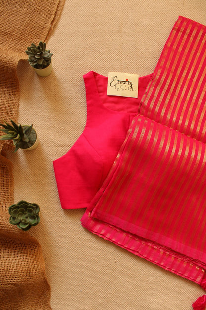 Pink Mohini Saree + Gulmohar Pink Blouse Combo - Eternity by Sakshi