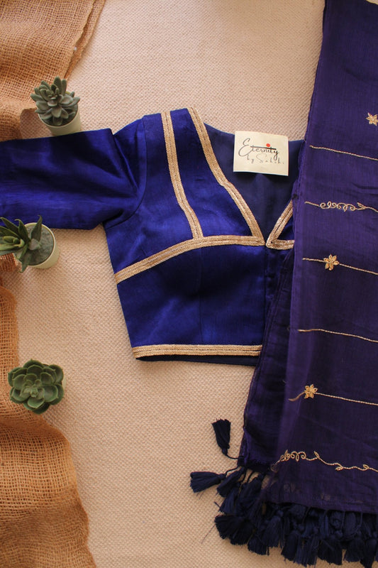 Neel Noor Saree + Royal Blue Blouse Combo - Eternity by Sakshi