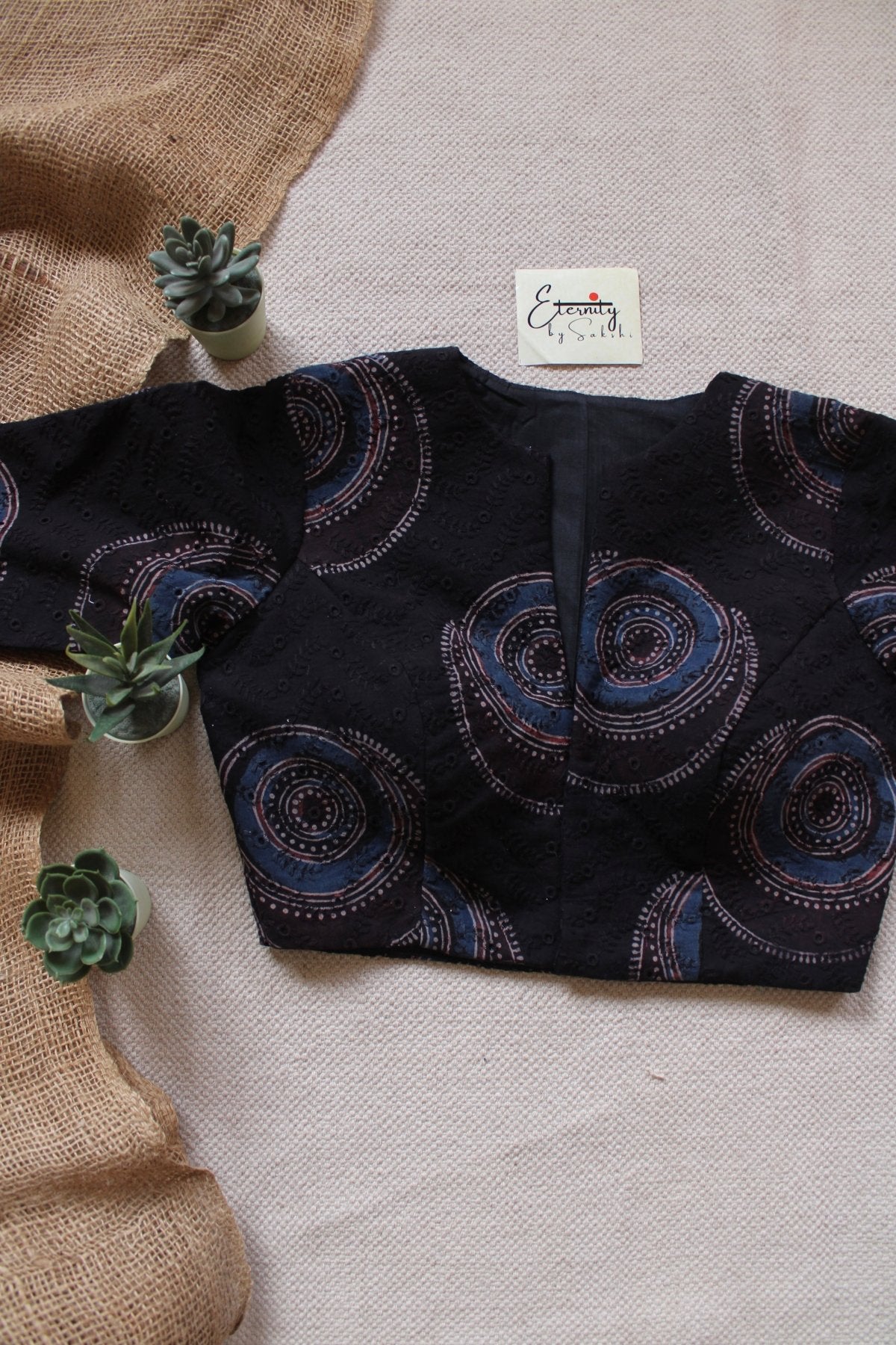 Ajrakh Hakoba – Black Essence Blouse - Eternity by Sakshi