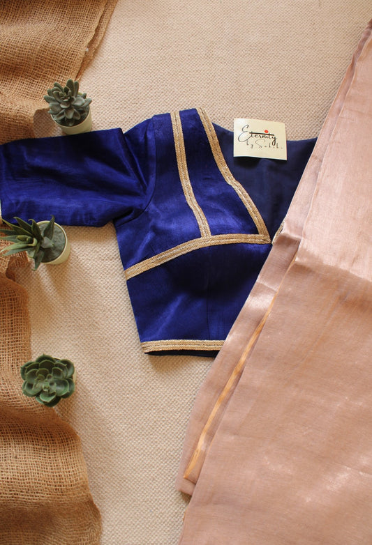 Kashmira Tissue Saree + Royal Blue Blouse Combo - Eternity by Sakshi