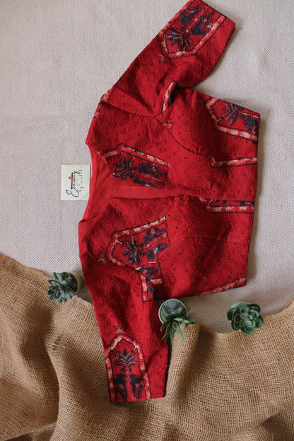 Ajrakh Hakoba – Red Aura Blouse - Eternity by Sakshi