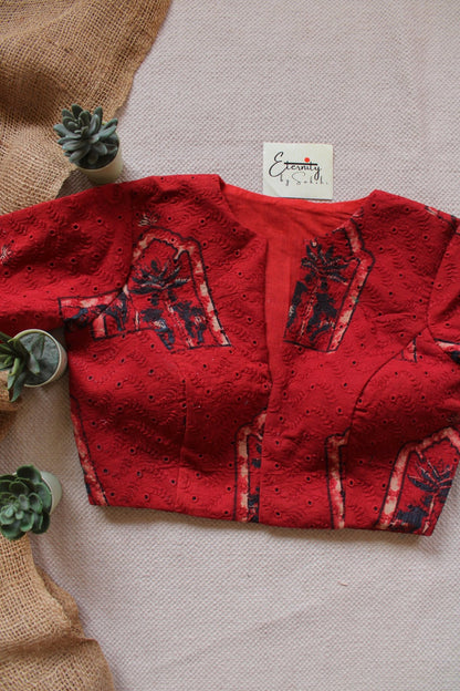Ajrakh Hakoba – Red Aura Blouse - Eternity by Sakshi