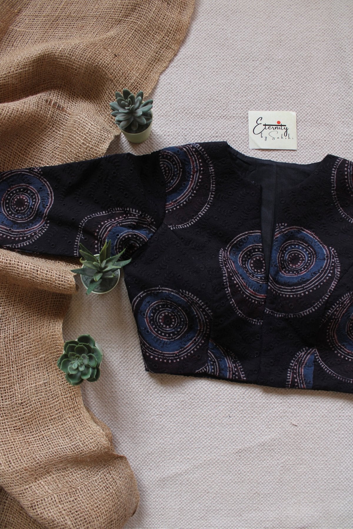 Ajrakh Hakoba – Black Essence Blouse - Eternity by Sakshi