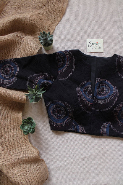 Ajrakh Hakoba – Black Essence Blouse - Eternity by Sakshi