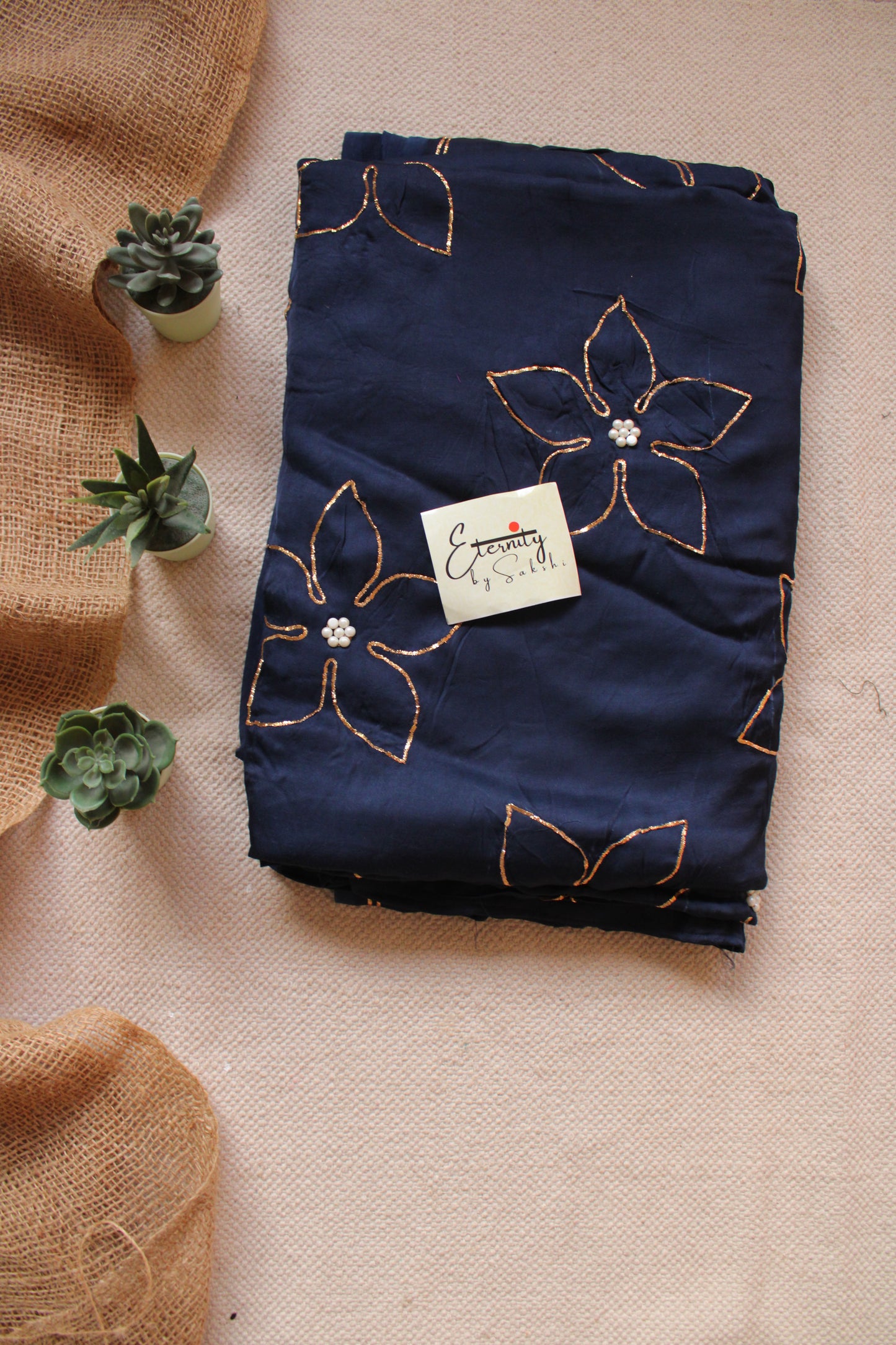 Blue Phool Saree