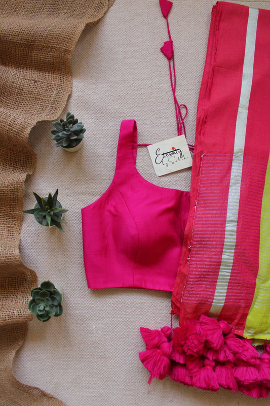Neon Rang Saree + Pink Glam Blouse Combo - Eternity by Sakshi