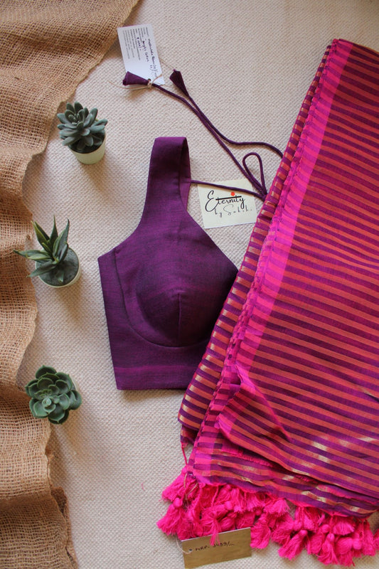 Magenta Mohini Saree + Rosy Madhubala Blouse combo - Eternity by Sakshi