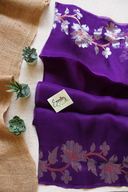 Purple Muslin Silk Saree