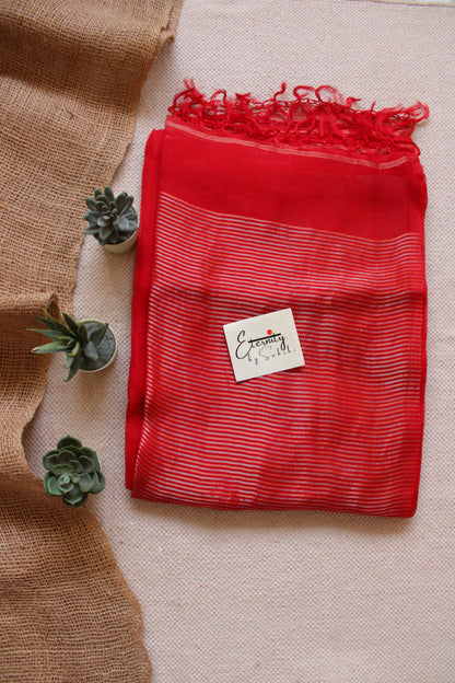 Red Muslin Silk Saree