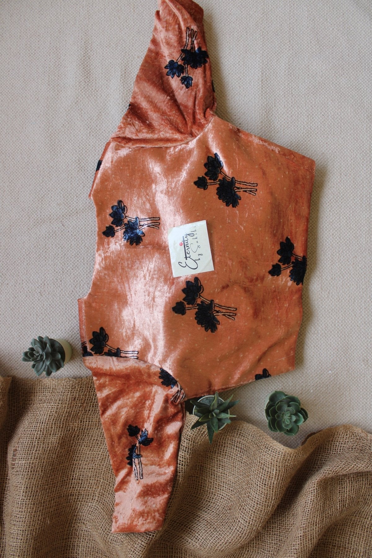 Peach Velvet Bloom Blouse - Eternity by Sakshi