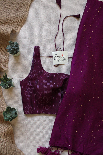 Rosy Rozana Saree + Rosy Ikat Noorie Blouse Combo - Eternity by Sakshi