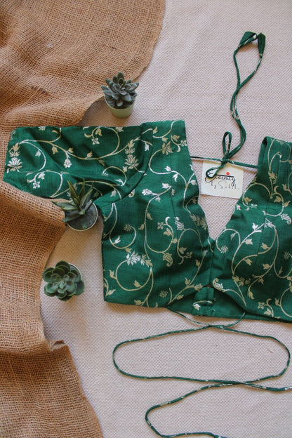 Dark Green Brocade Blouse - Eternity by Sakshi