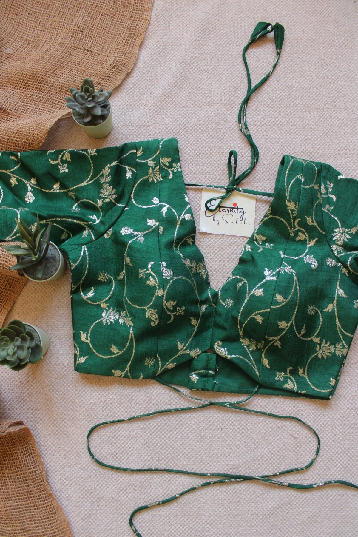 Dark Green Brocade Blouse - Eternity by Sakshi