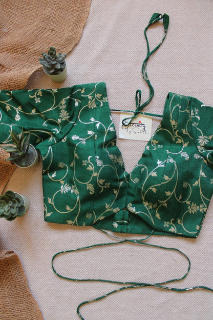 Dark Green Brocade Blouse - Eternity by Sakshi