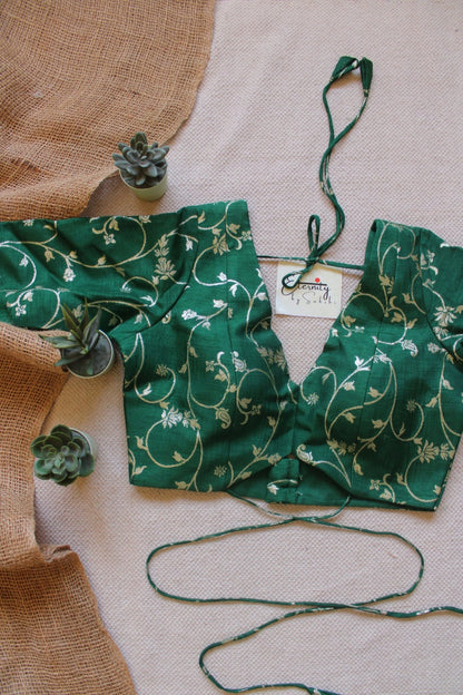 Dark Green Brocade Blouse - Eternity by Sakshi