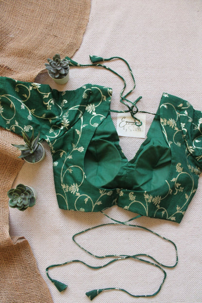 Dark Green Brocade Blouse - Eternity by Sakshi
