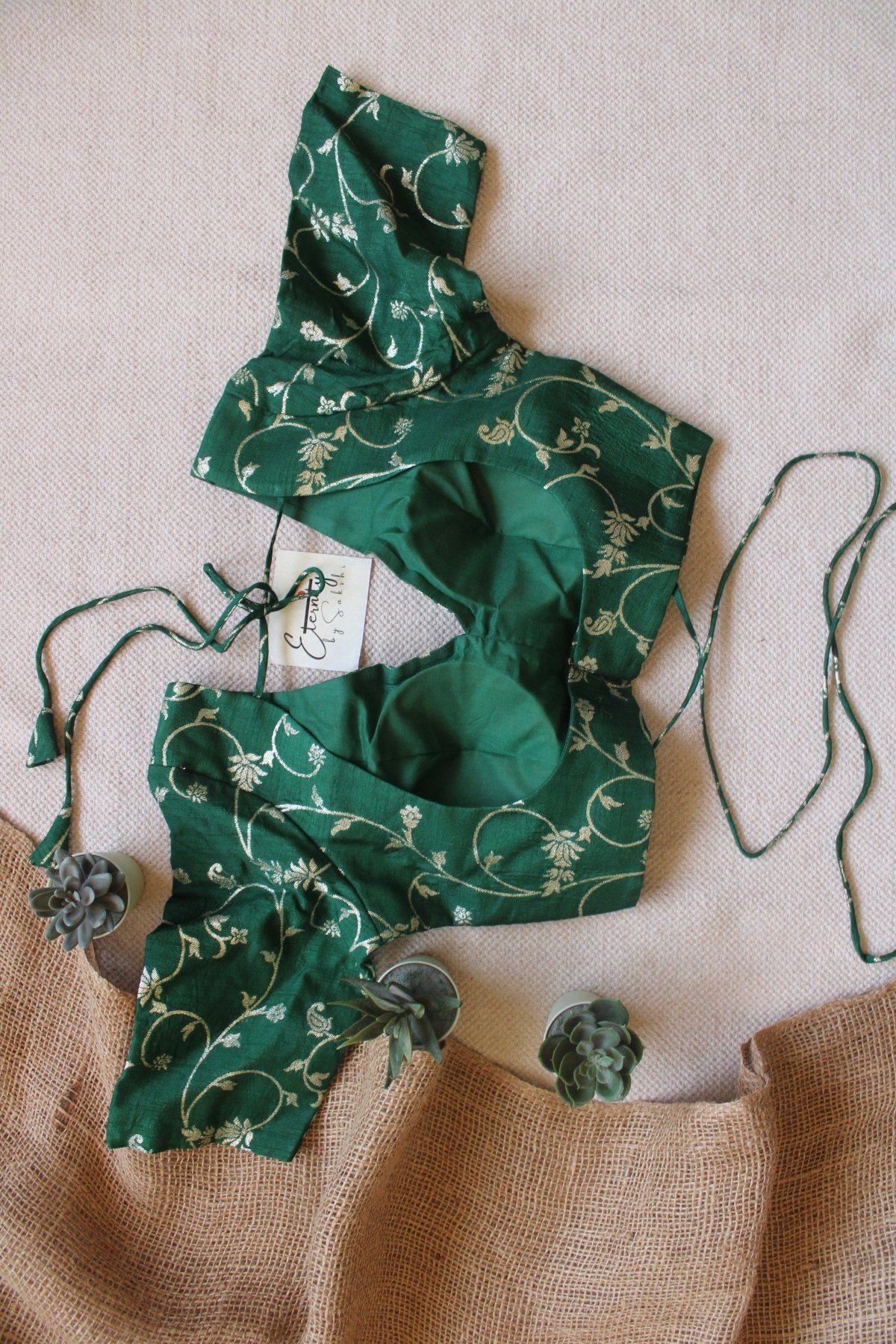 Dark Green Brocade Blouse - Eternity by Sakshi