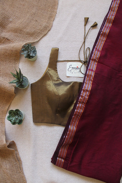 Kanak Mehroon Saree + Sona Noorie Blouse Combo - Eternity by Sakshi