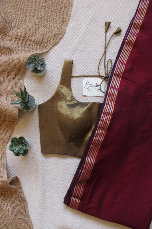 Kanak Mehroon Saree + Sona Noorie Blouse Combo - Eternity by Sakshi