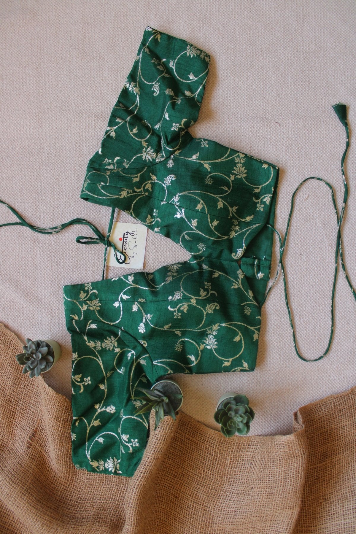 Dark Green Brocade Blouse - Eternity by Sakshi