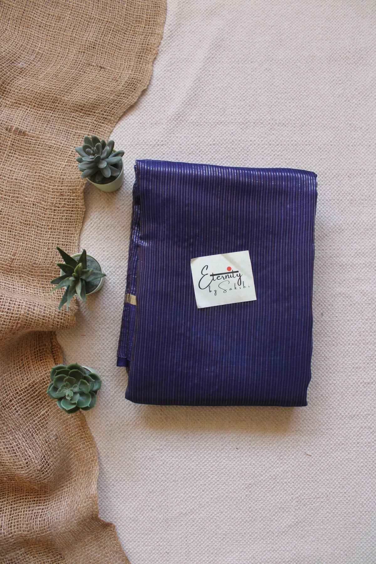 Blue Stripes Muslin Silk Saree - Eternity by Sakshi