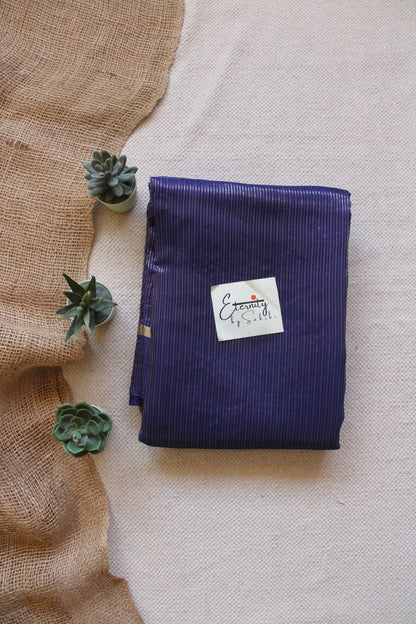 Blue Stripes Muslin Silk Saree - Eternity by Sakshi