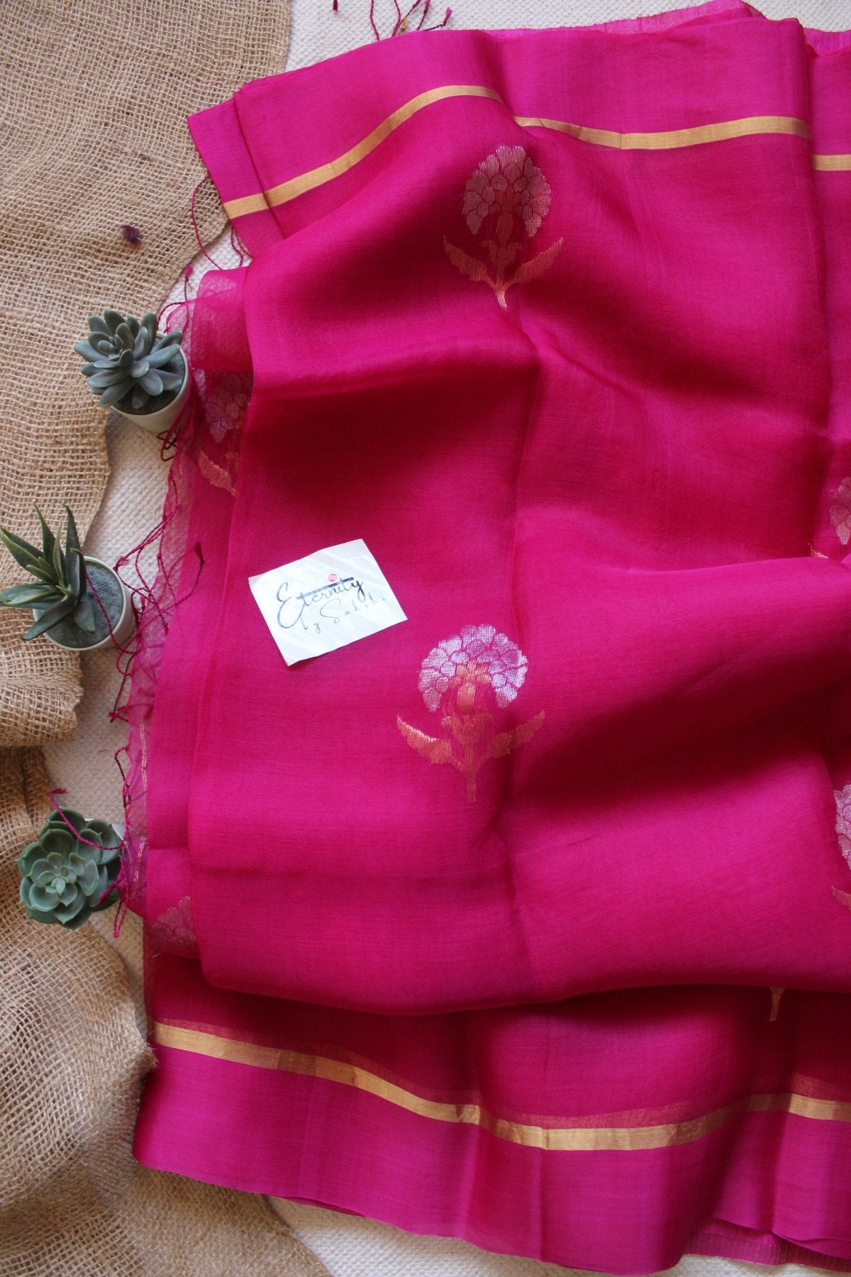 Pink Stripes Muslin Silk Saree - Eternity by Sakshi