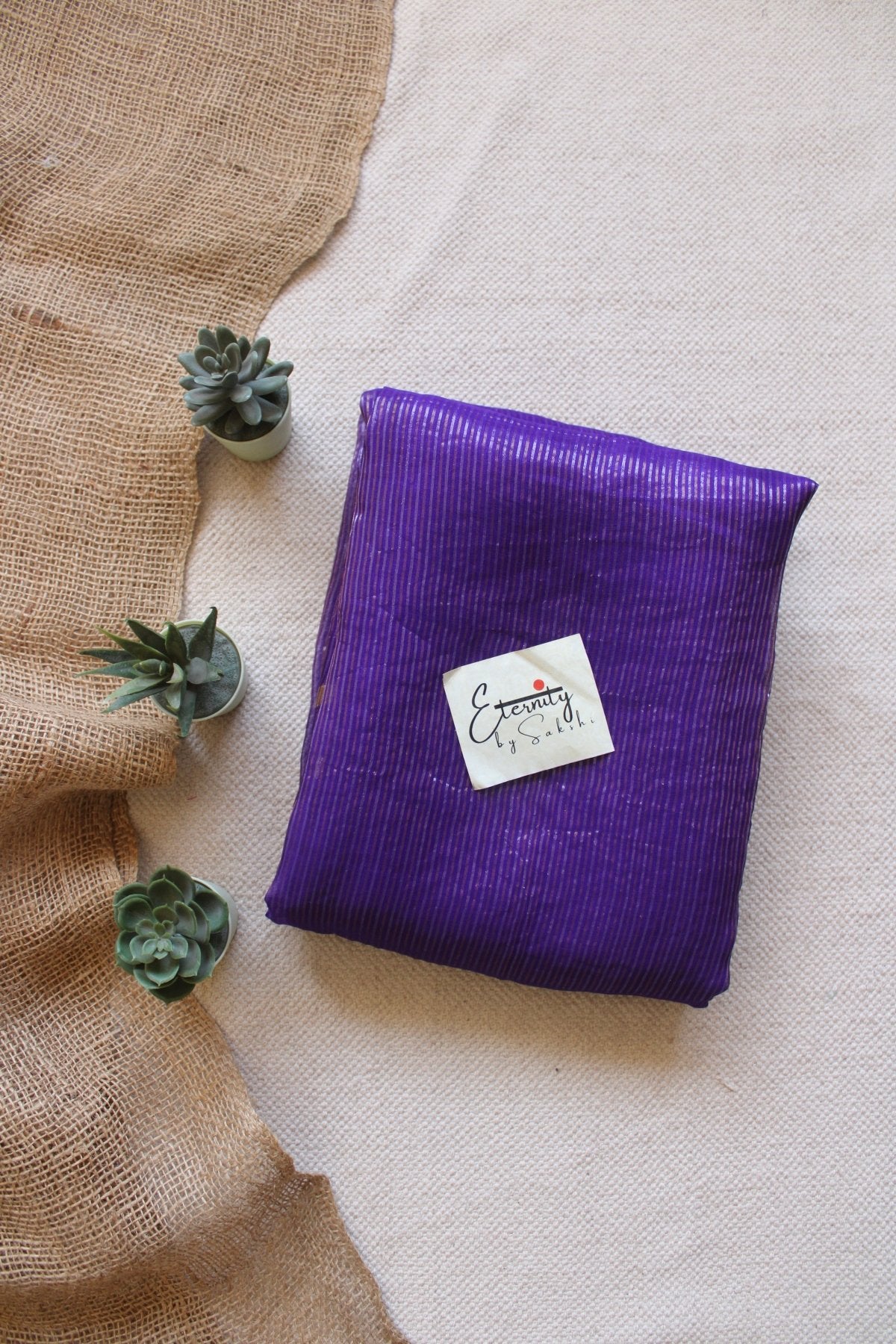 Purple Stripe Muslin Silk Saree - Eternity by Sakshi