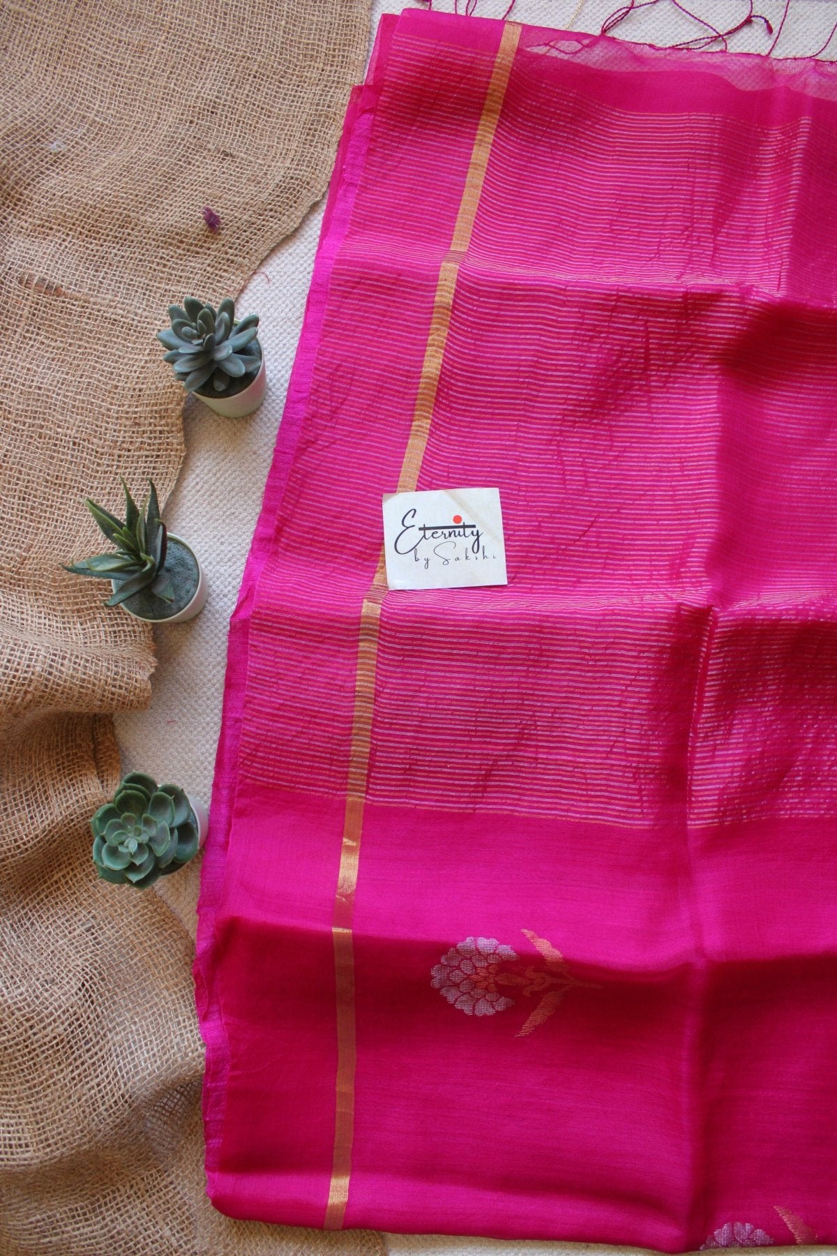 Pink Stripes Muslin Silk Saree - Eternity by Sakshi